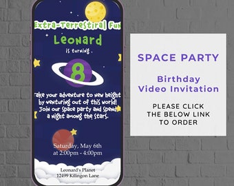 Space Birthday Party Video Invitation (Digital)