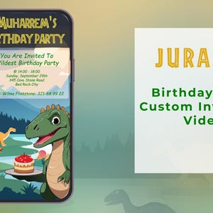 Jurassic BirthdayParty Video invitation, Dinosaurs Birthday Party, Digital invitation, Birthday Party invite, Custom Birthday Video