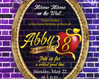 Descendants Invitation, CUSTOM ORDER -  Descendants Invite, Descendants Birthday, Descendants Mal Evie Party, to Any age.