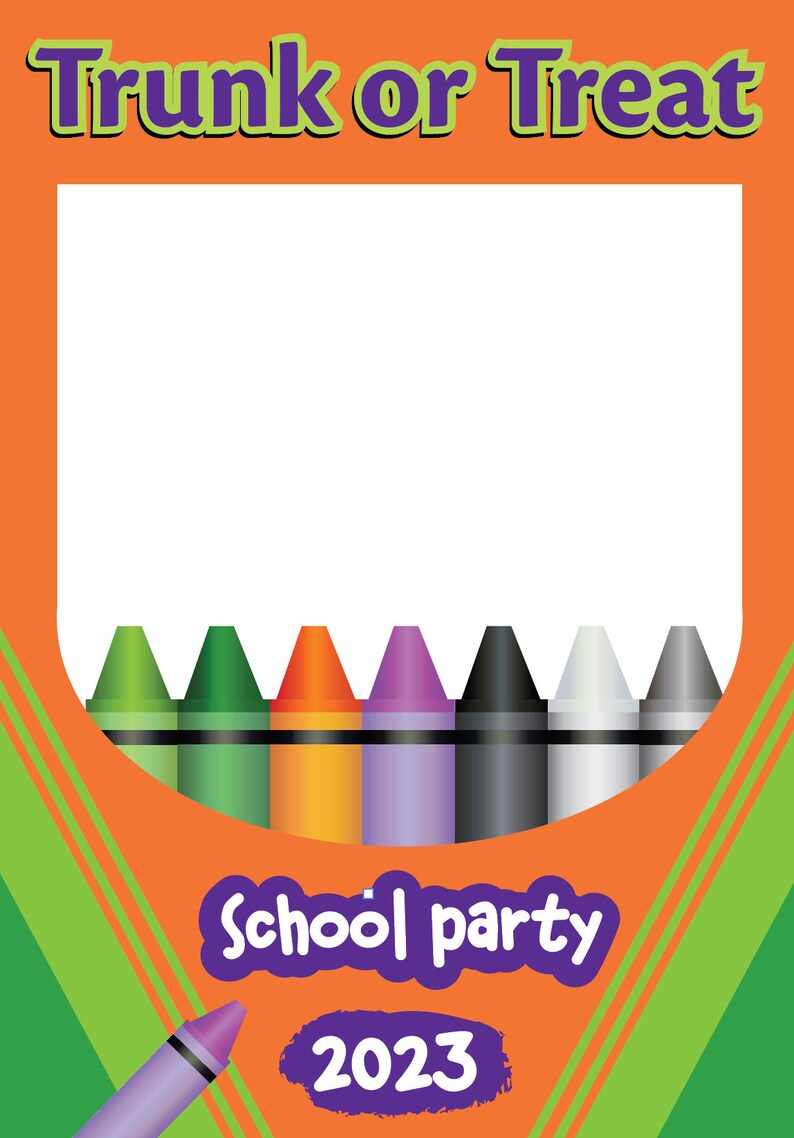 Crayon HALLOWEEN Party Frame, Crayon Trunk or Treat Party, Crayon Photo ...