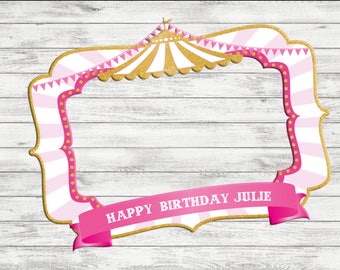 Carnival Photo Prop Frame - Pink Carnival photo booth frame - DIY Photo Prop  Girl Sign Customized Digital Printable