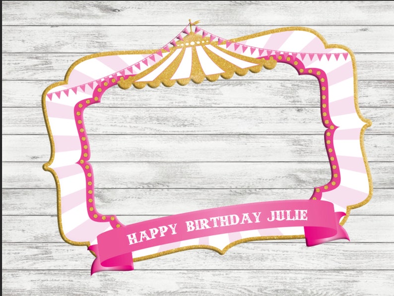 Carnival Photo Prop Frame Pink Booth Diy Girl Sign Customized Digital Printable