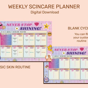 Skin Cycling Calendar, Weekly Skincare Planner, Daily Skincare Routine, Skin Cycle Guide Chart Plan, Cheat Sheet, Printable Daily Planner