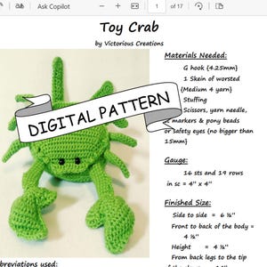 PATTERN~ Toy Crab Crochet Pattern~ crochet toy~ child gift~ crochet pattern~ birthday gift~  Christmas gift~