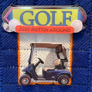 Golf / Golf Cart -  Tissue box cover - new handmade - plastic canvas - cube size