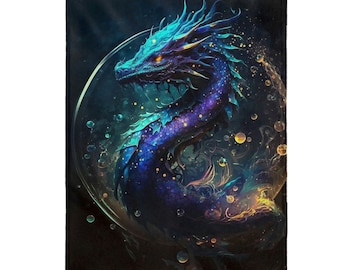 Blue Dragon Velveteen Plush Blanket