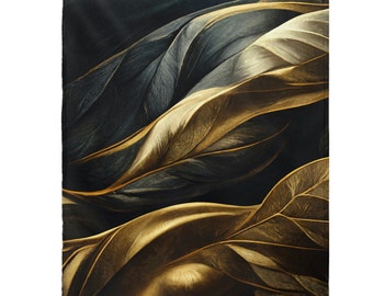 Velveteen Plush Blanket Black and Gold Texture
