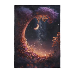 Moonlight Flowers Velveteen Plush Blanket
