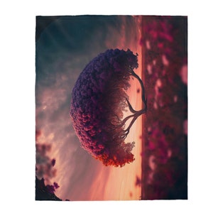 Blossoming Tree Velveteen Plush Blanket
