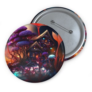 Fairy House Pin Buttons