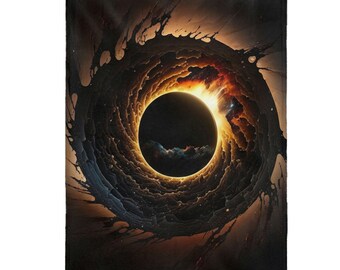 Black Hole Panoramic Velveteen Plush Blanket