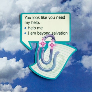 Retrowave Webcore Clippy Sticker - Retro Tech Decal for Your Devices