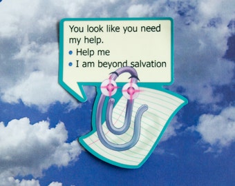 Retrowave Webcore Clippy Sticker - Retro Tech Decal for Your Devices