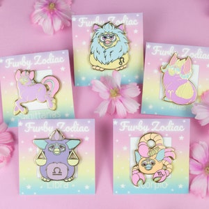 Furby Zodiac Enamel Pins – Pastel Astrology Series, 90s inspired pastel pin