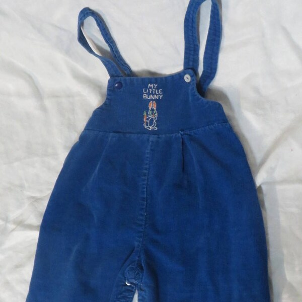 Vintage 50s Overalls Bib Play Clothing Cotton Pants Baby Bunny Rabbit Rockabilly