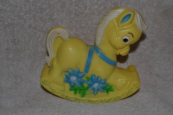 blue horse baby rattle