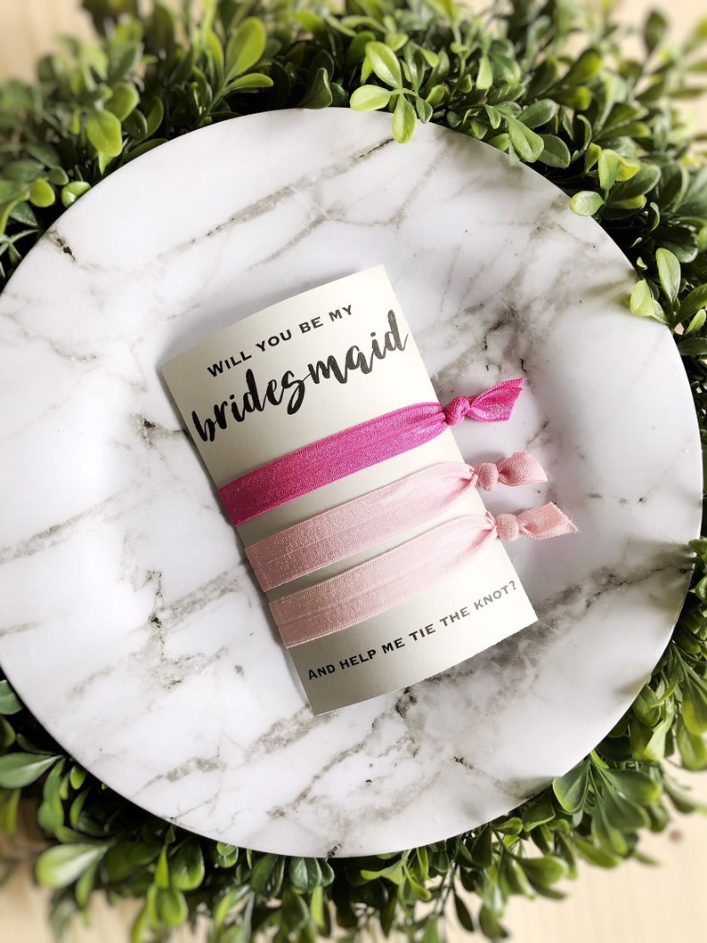 Bridesmaid proposal Gift,Maid of Honor Proposal gift,flower girl proposa CHOOSE YOUR COLORS Bridesmaid Proposal Hair Tie Card Gift,Wedding