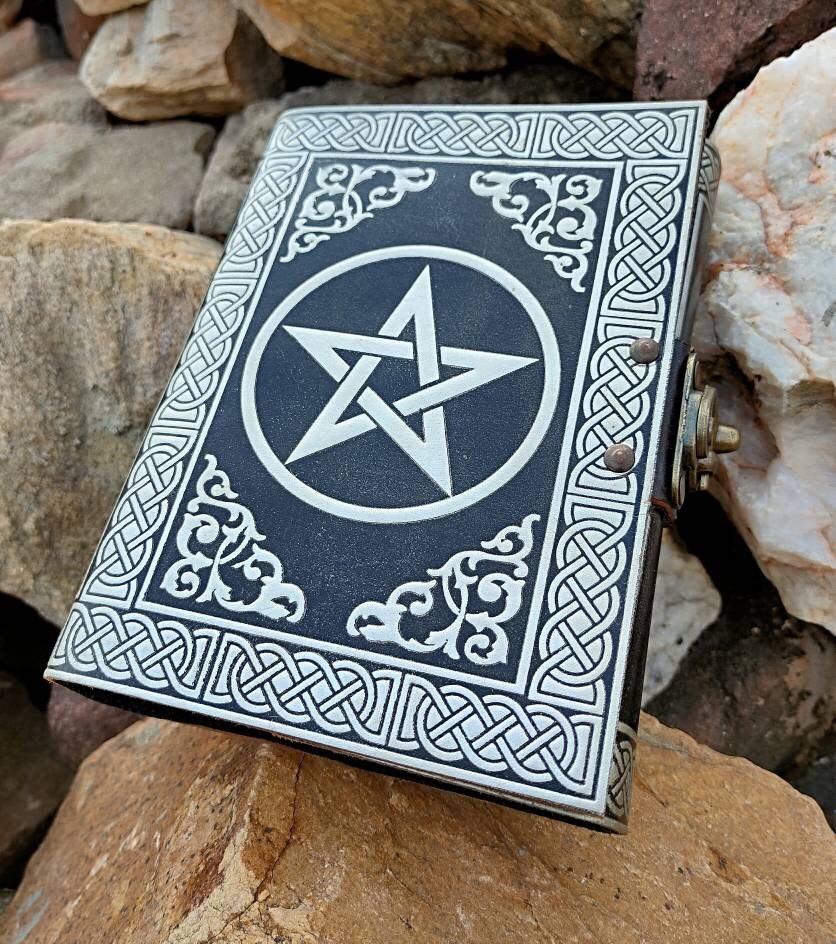 Leather Journal Beautiful Pentagram Embossed Handmade Leather Etsy