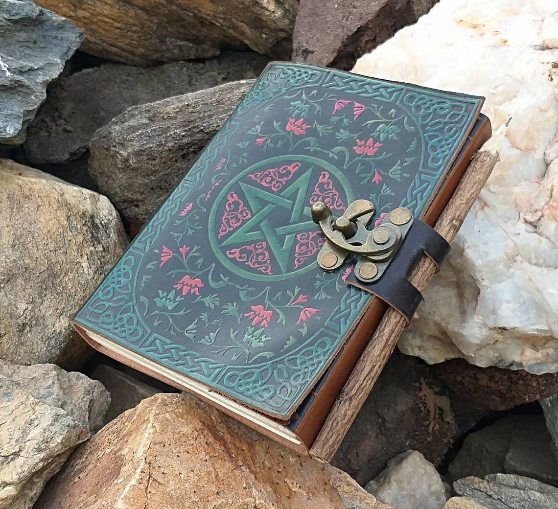 Leather Journal Pentagram Embossed Handmade Leather Journal Etsy