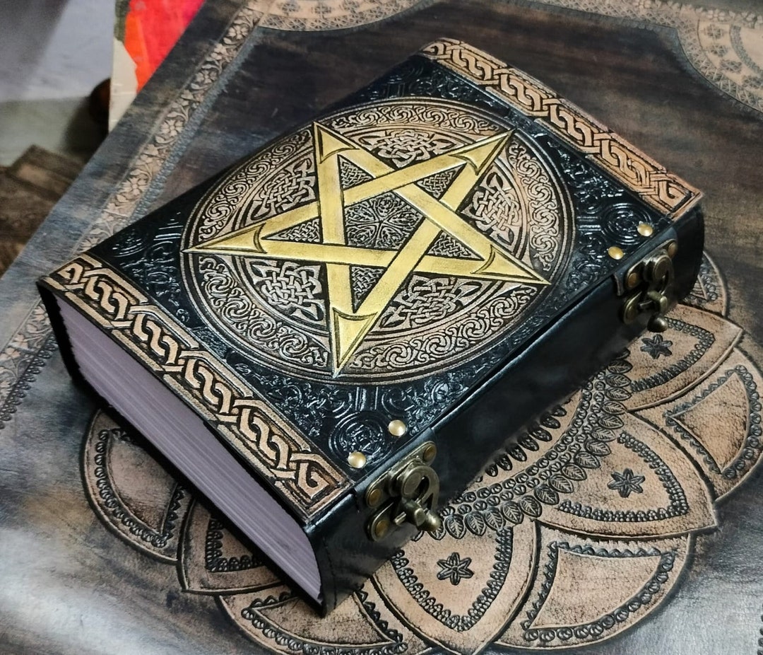 600 Pages Pentagram Embossed Leather Journal handmade Leather Etsy