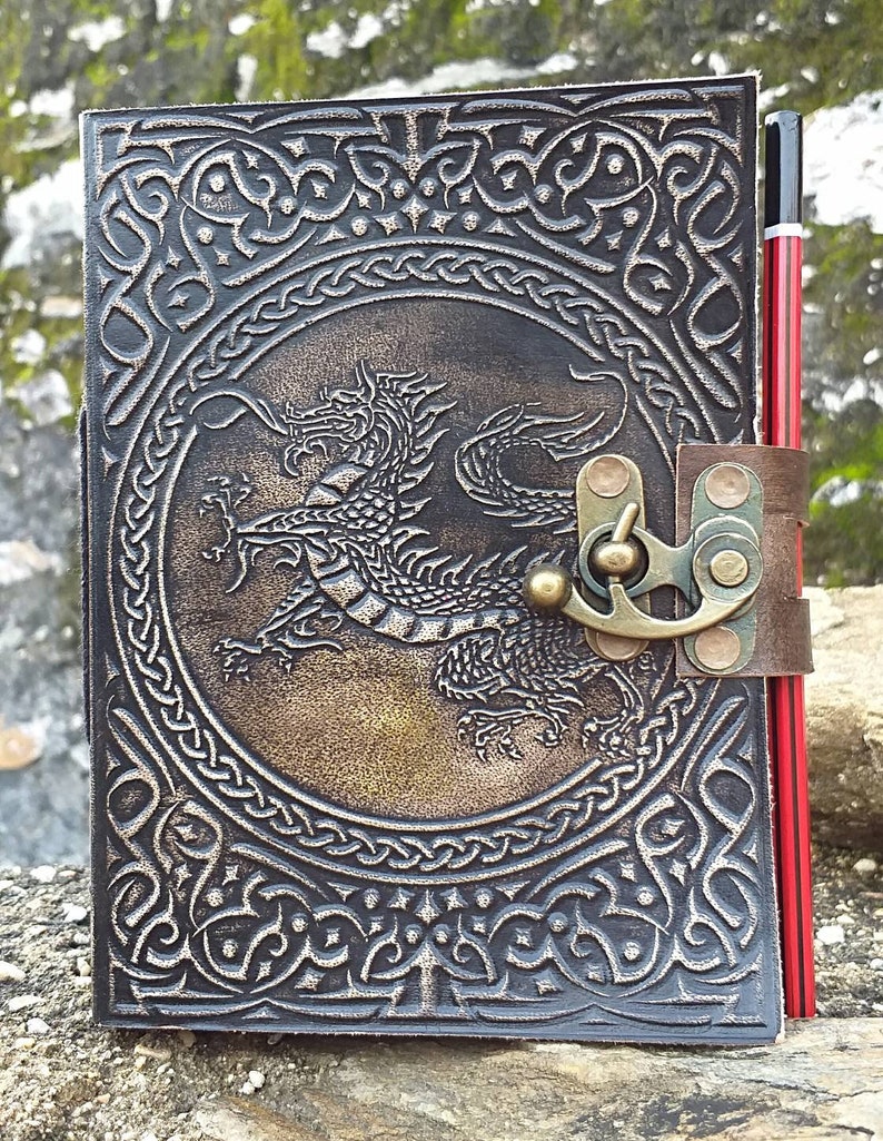Leather Antique Dragon Embossed Handmade Leather Journal Etsy