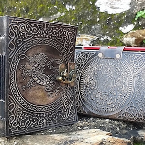 Leather Antique Dragon embossed handmade leather journal notebook Sketch Book Personal Diary 5x7Diary Spell Book Book of shadows vintage