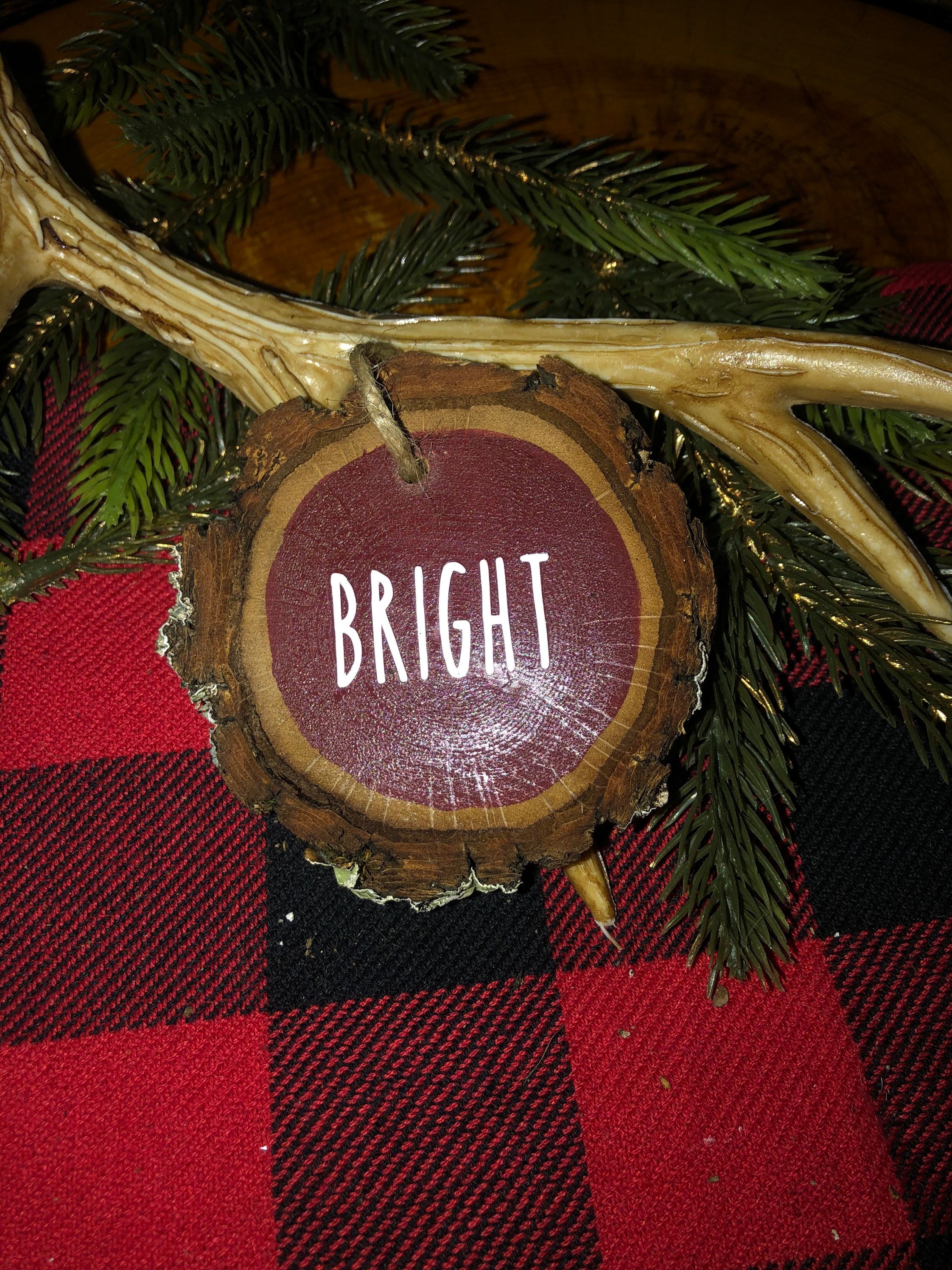 Merry Christmas Wood Round Ornament | Etsy