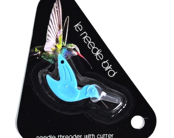 Sew Tasty Blue Humming Bird Needle Threader with Cutter