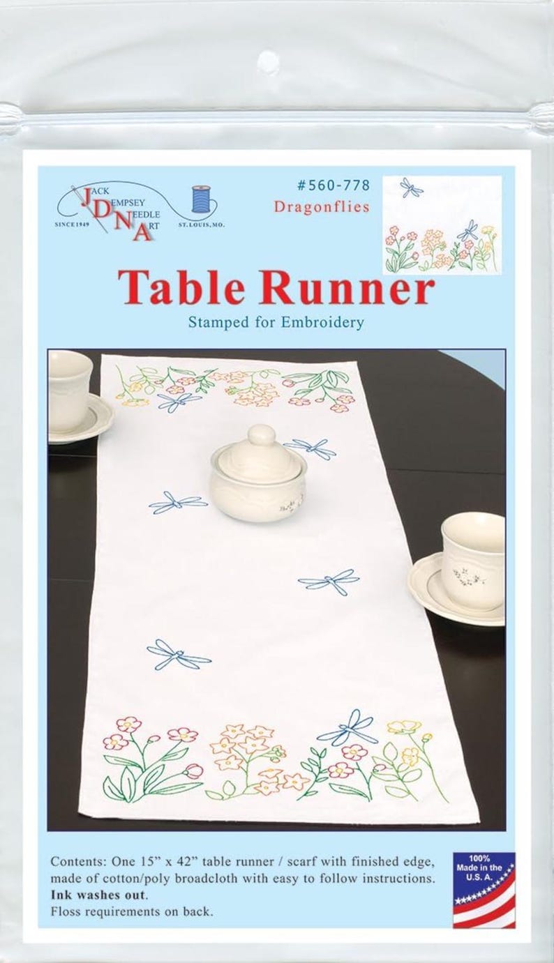 Jack Dempsey Needle Art Dragonflies Table Runner - Etsy