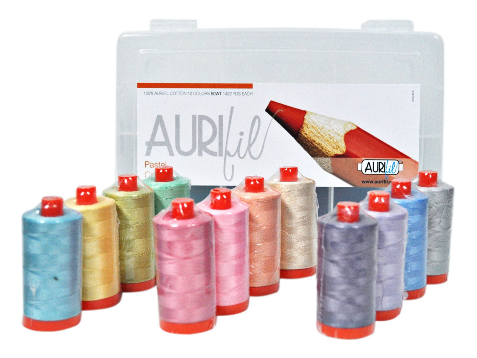 Aurifil Thread Set THE PERFECT BOX OF COLORS By Pat Sloan 50wt Cotton 12  Large (1422 yard) Spools 