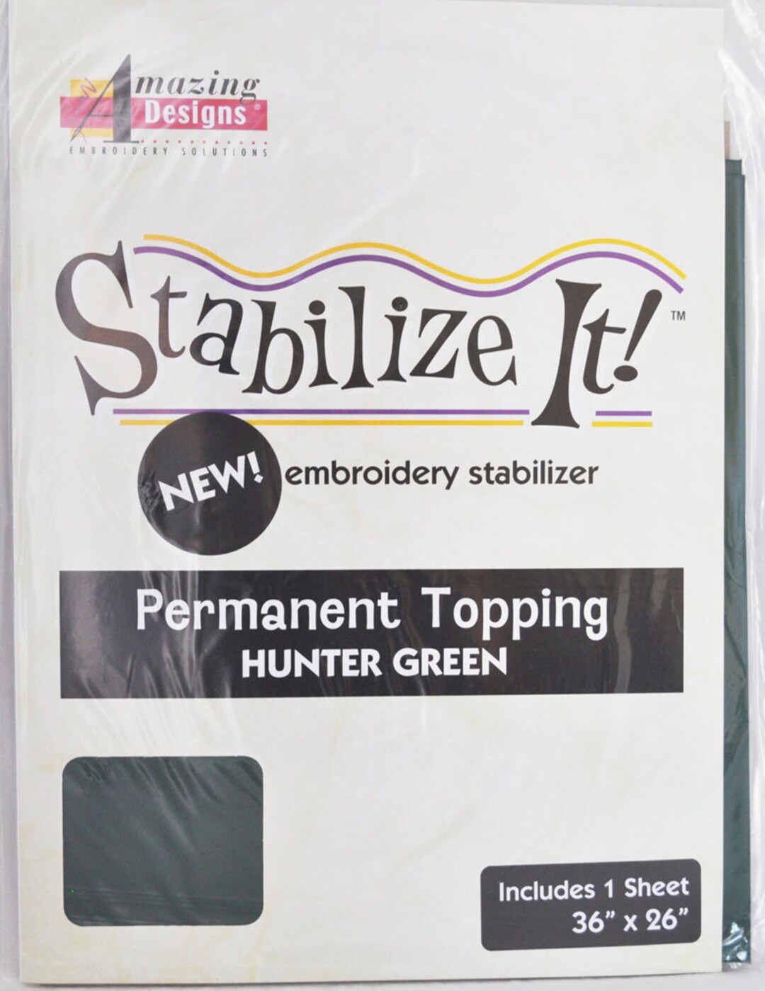 Stabilize It Embroidery Stabilizer. Permanent Topping Hunter Green 1yd