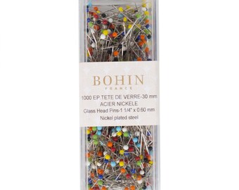 Épingles à courtepointe à tête en verre extra-fine BOHIN 20 - 1 1/4 po. 1000 carats