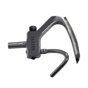 May include: A silver-colored metal part with the number "268380" printed on it. The part has a curved handle and a hook-like extension. The object is designed for industrial use.