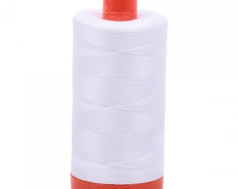 Aurifil Mako Cotton Thread Solid 50wt 1422yds White
