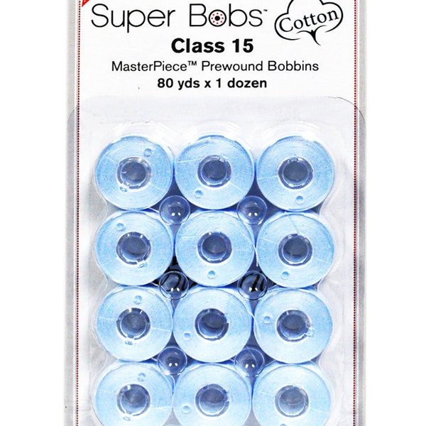 Super Bobs MasterPiece Cotton 80yd Prewound Bobbins 12ct Class 15 Baby Jeffy