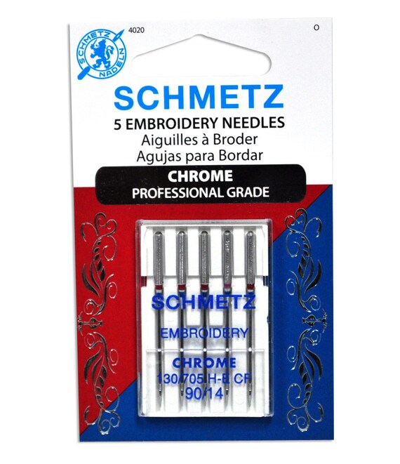 Chrome Embroidery Schmetz Needle 5 ct, Size 90/14 - 1 Package Chrome Embroidery Schmetz Needle 5 ct, Size 90/14 - 1 Package