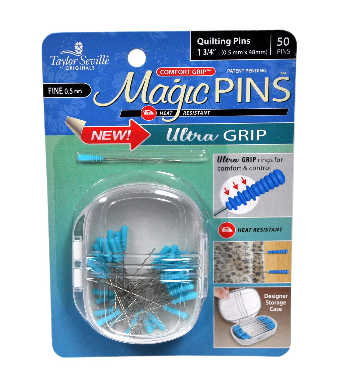 Taylor Seville Magic Pins Ultra Grip Quilting Fine 0.5mm x 48mm, 50 pcs