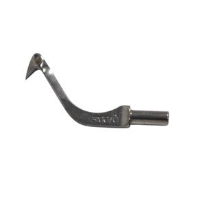 May include: A silver-colored hoof knife with a curved blade and a cylindrical handle. The blade has a sharp, angled tip. The word "SUGA" is etched on the curved portion of the knife.