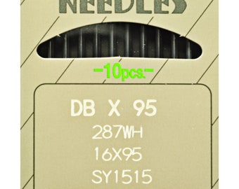 Puede incluir: Un paquete de 10 agujas Organ para máquinas de coser, tamaño 140/22. El paquete está etiquetado con el tamaño de la aguja, "DB X 95", "287WH", "16X95", "SY1515", y "140/22".
