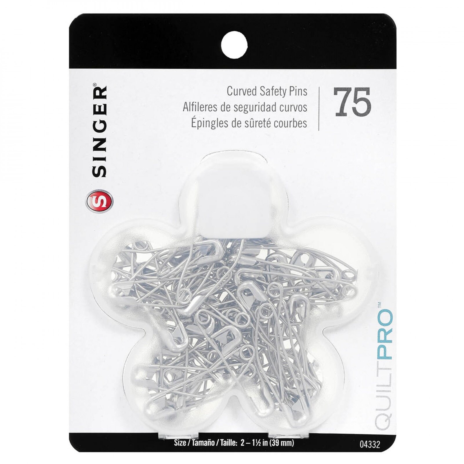 Curved Safety Pins in a Flower Case 75ct Curved Safety Pins in a Flower Case 75ct