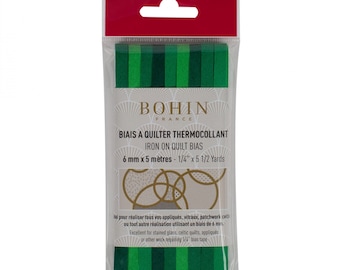 Bohin Dark Green Gradation Fusible Quilt Bias 1/4in x 5-1/2yds