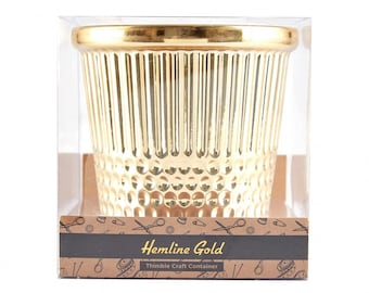 Hemline Gold Thimble Themed Craft Container