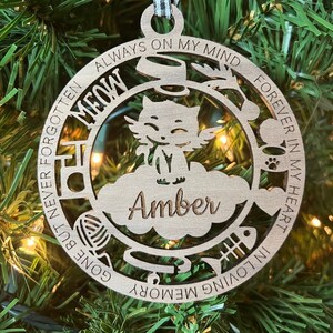 Cat Ornament / Kitty Paw Print Ornament / Memorial Kitten Ornament / Personalized Pet Memorial Gifts