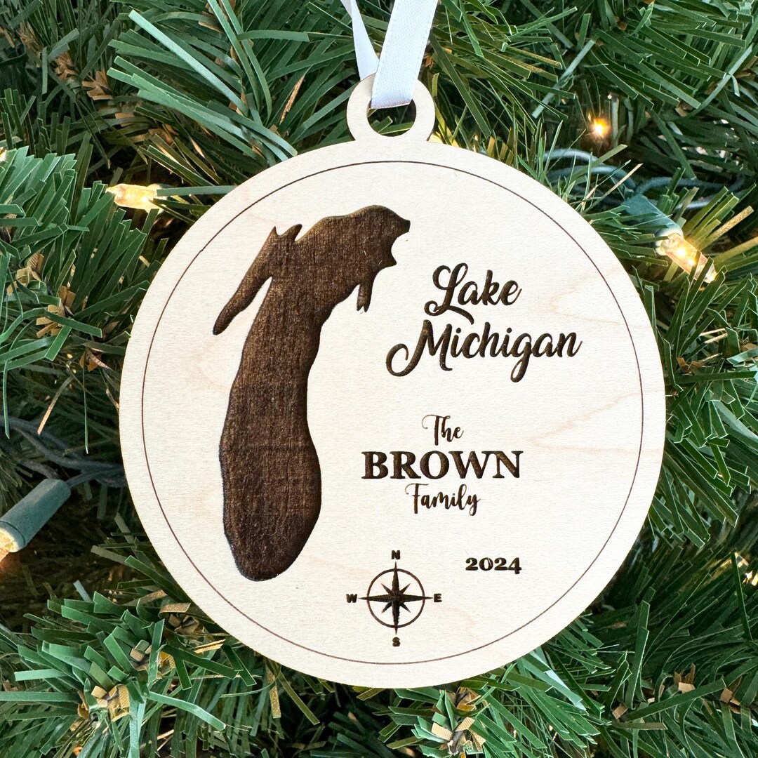 Personalized Lake Michigan Great Lakes Ornaments Christmas Gift Etsy