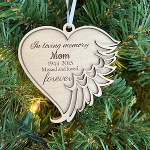 Angel Heart Remembrance Ornament, Personalized Memorial Ornament, In Loving Memory Ornament
