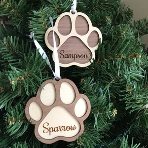 Dog Paw Print Ornament / Personalized Pet Christmas Ornament