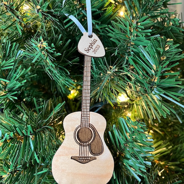 Acoustic Guitar Ornament with Personalized Pick