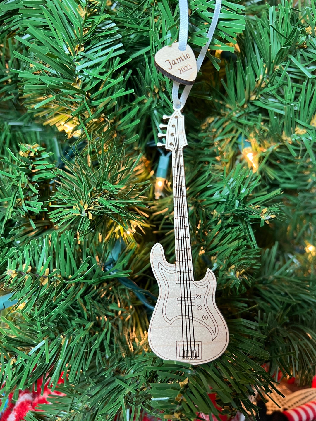 Bass Guitar Ornament With Personalized Pick Etsy