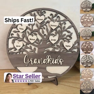 Personalized Grandkids / Family Tree Display Gift - Mother’s Day / Father’s Day / Grandparents’ Day / Mom / Dad / Grandmother / Grandfather