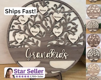 Personalized Grandkids / Family Tree Display Gift - Mother’s Day / Father’s Day / Grandparents’ Day / Mom / Dad / Grandmother / Grandfather